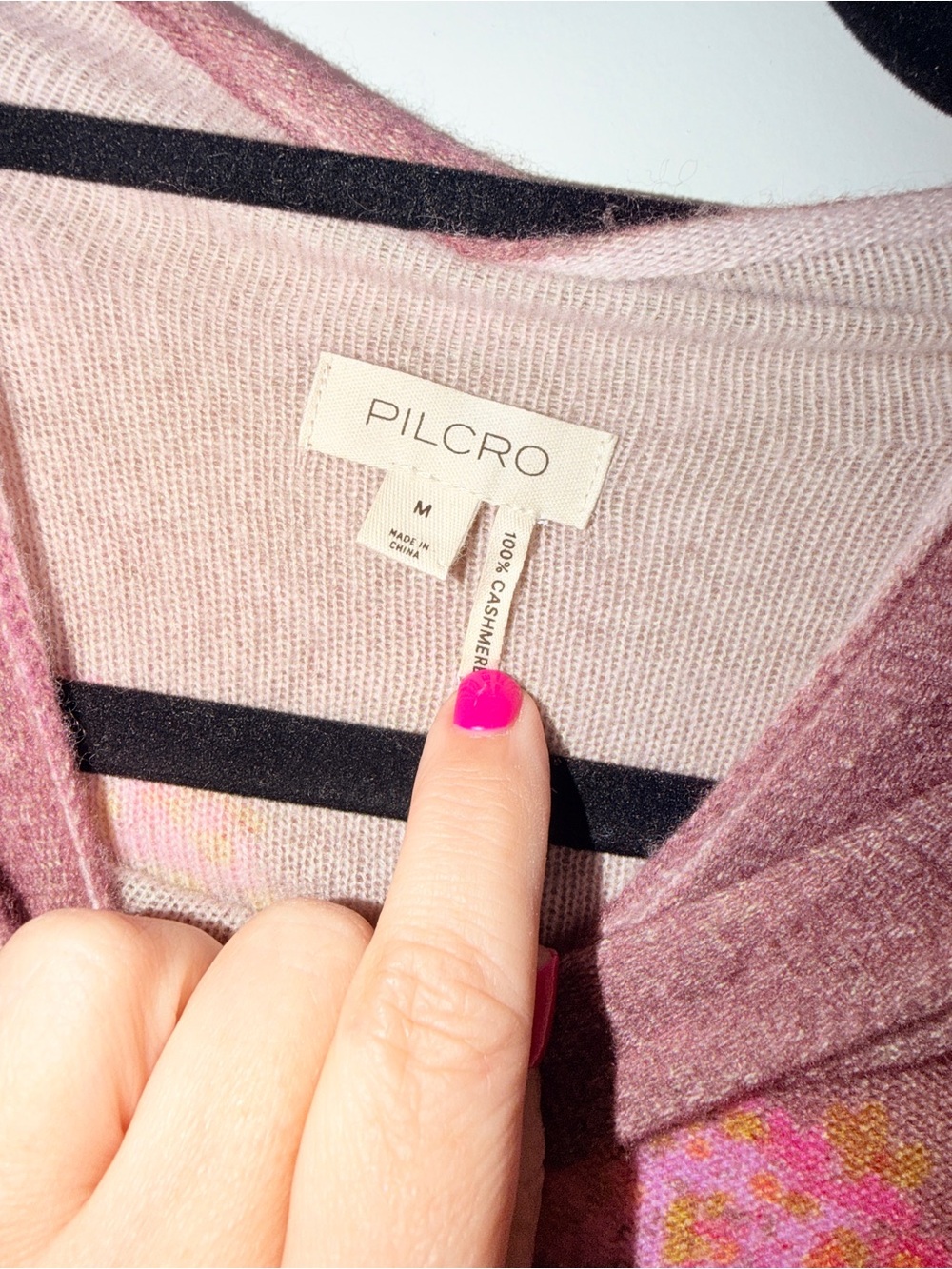 Pilcro Floral Print Brown & Pink Cashmere Crewneck Sweater - Picture 4 of 6